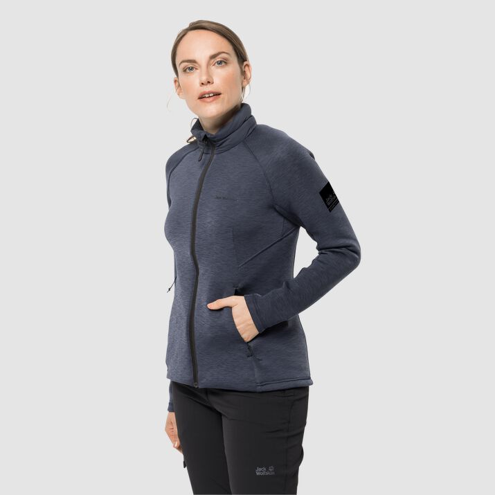 Jack Wolfskin Womens Athletic Collar Fleece Jacket Navy 063821FZU